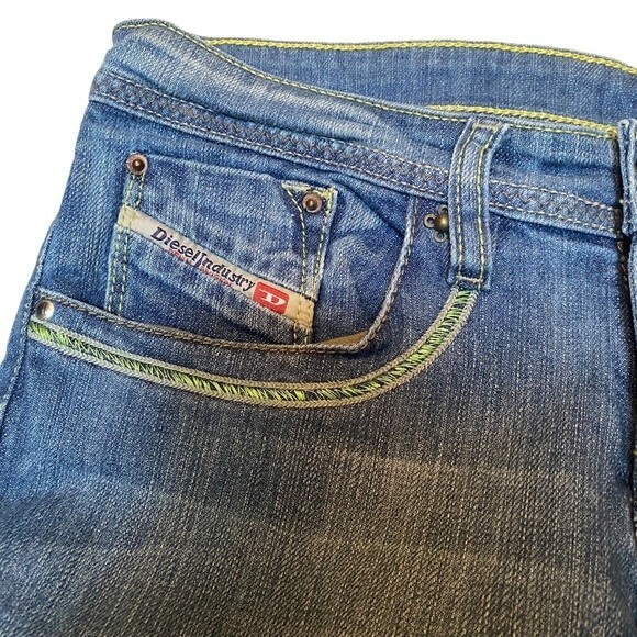 Y2K Diesel Size 6 Bootcut Jean Green Embroidery Pockets‎ Coastal Cowgirl Western - Picture 7 of 12